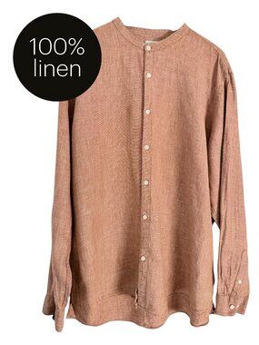 SIMONS LE 31 terracotta linen button shirt lightweight casual men’s xxl